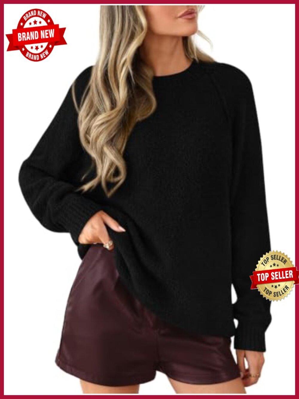 Oversized Fuzzy Chunky Knit Pullover Sweater Crewneck Long Sleeve